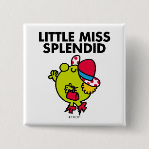 Little Miss Splendid Black Lettering 2 Inch Square Button