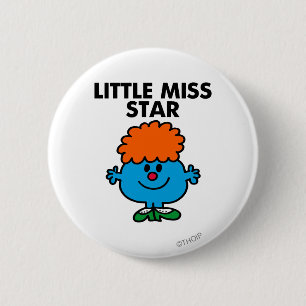Little Miss Star Black Lettering 2 Inch Round Button