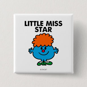 Little Miss Star Black Lettering 2 Inch Square Button