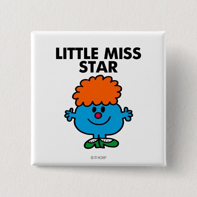 Little Miss Star | Black Lettering 2 Inch Square Button (Front)
