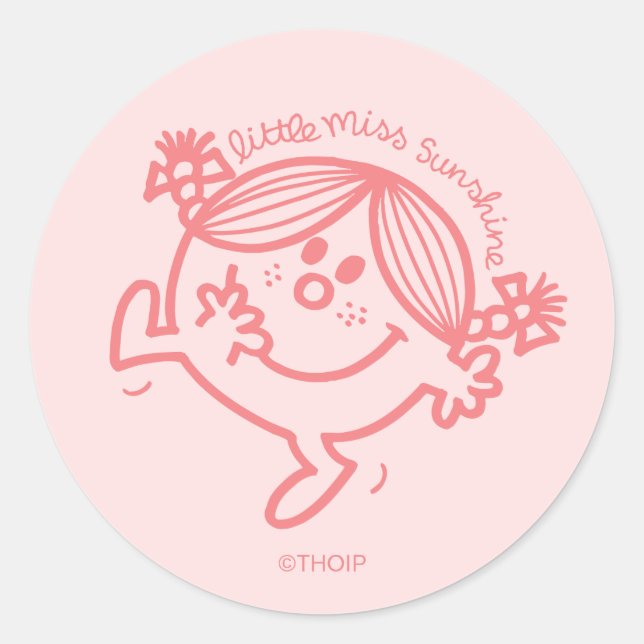 Little Miss Sunshine Coral Classic Round Sticker (Front)