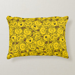 Little Miss Sunshine   Fun Yellow Smiles Pattern Accent Pillow