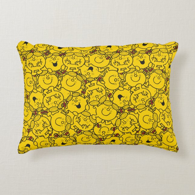 Little Miss Sunshine | Fun Yellow Smiles Pattern Accent Pillow (Front)