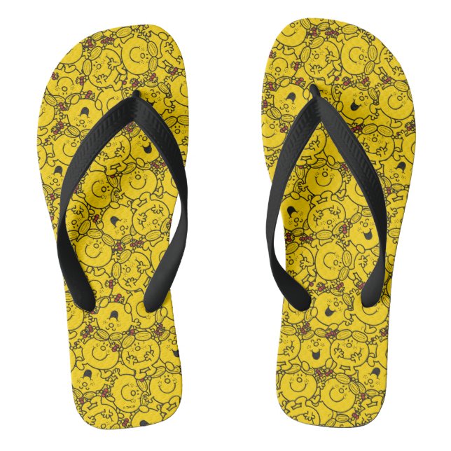 Little Miss Sunshine | Fun Yellow Smiles Pattern Flip Flops (Footbed)