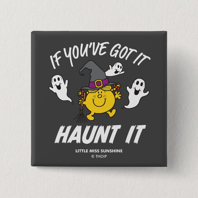 Little Miss Sunshine Haunt It Halloween 2 Inch Square Button (Front)