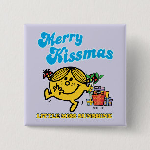 Little Miss Sunshine   Merry Kissmas 2 Inch Square Button