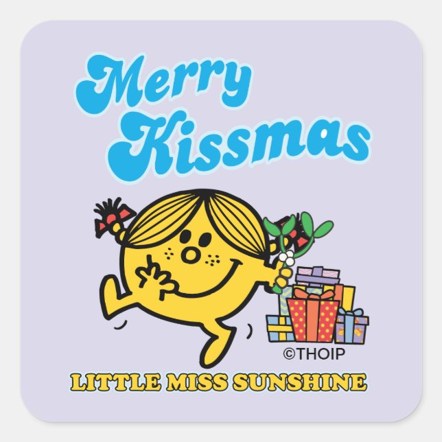 Little Miss Sunshine | Merry Kissmas Square Sticker (Front)