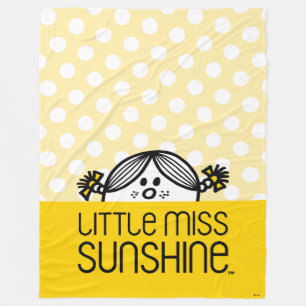 Little Miss Sunshine Peeking Over Name Fleece Blanket