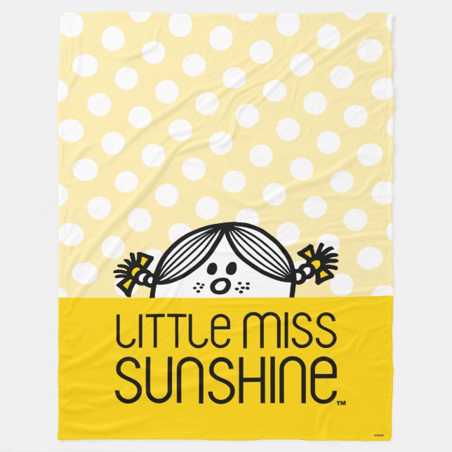 Little Miss Sunshine Peeking Over Name Fleece Blanket (Front)