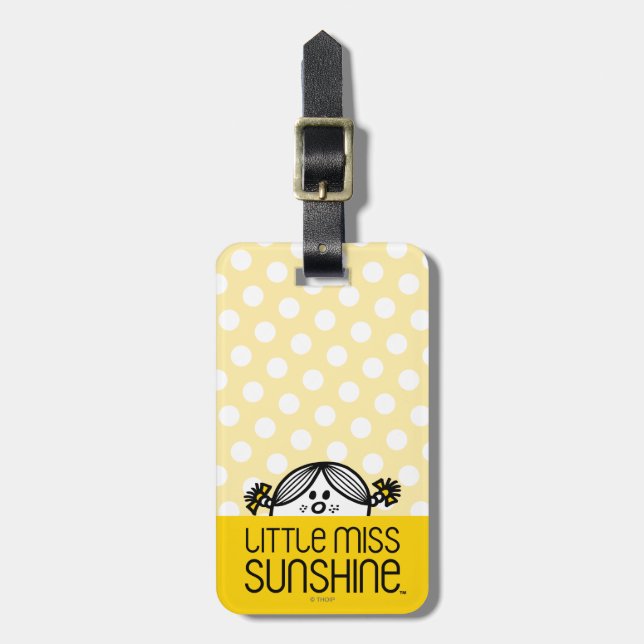 Little Miss Sunshine Peeking Over Name Luggage Tag (Front Vertical)