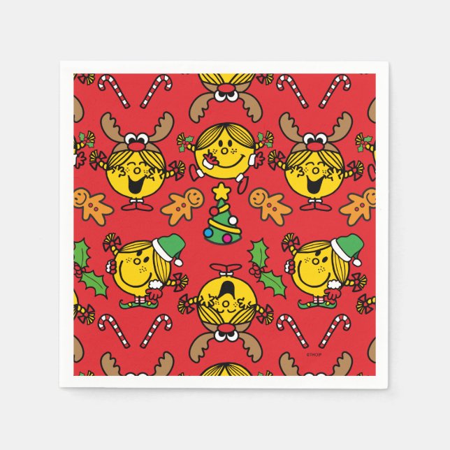 Little Miss Sunshine Red Christmas Pattern Napkin (Front)