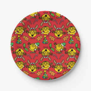 Little Miss Sunshine Red Christmas Pattern Paper Plate