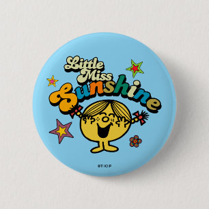 Little Miss Sunshine   Stars & Flowers 2 Inch Round Button
