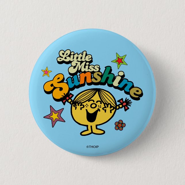 Little Miss Sunshine | Stars & Flowers 2 Inch Round Button (Front)