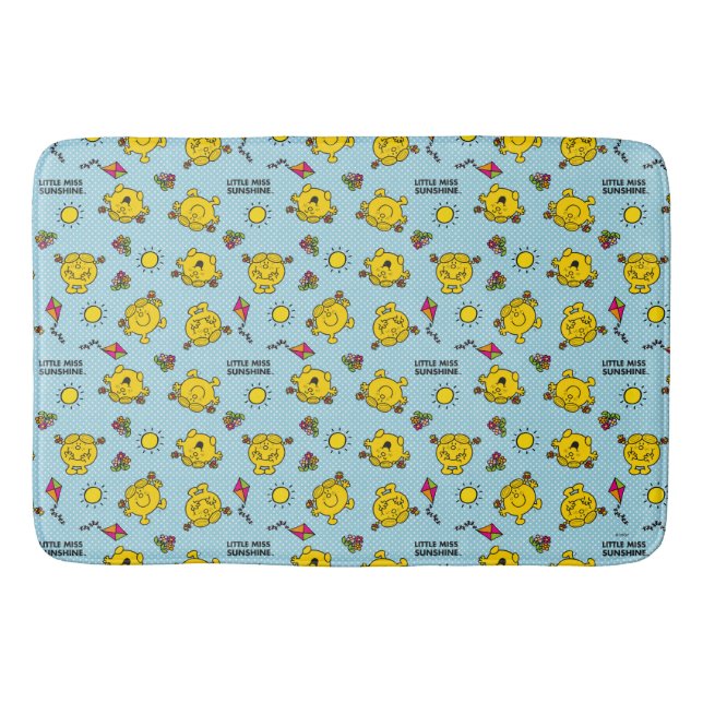 Little Miss Sunshine | Teal Polka Dot Pattern Bath Mat (Front)