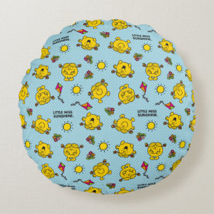 Little Miss Sunshine   Teal Polka Dot Pattern Round Pillow