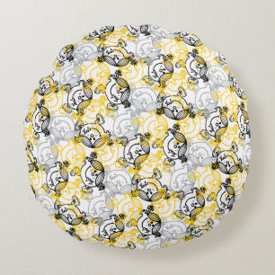 Little Miss Sunshine Yellow Character Pattern Round Pillow