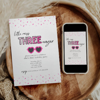 Little Miss Threenager 3e Invitation anniversaire