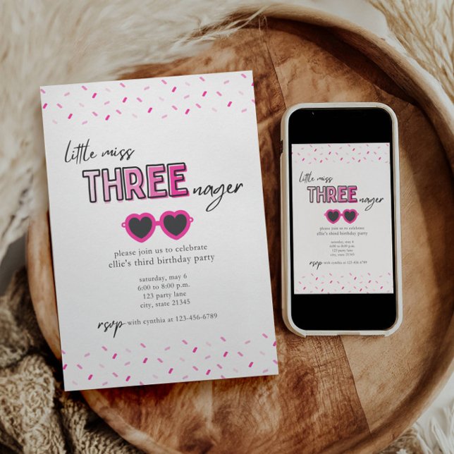 Little Miss Threenager 3rd Birthday Invitation  (Creator Uploaded)