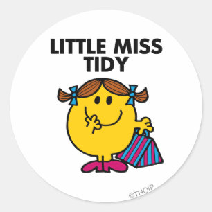 Little Miss Tidy   Black Lettering Classic Round Sticker