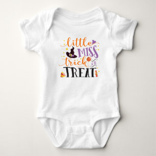 little miss trick or treat cute halloween baby bodysuit