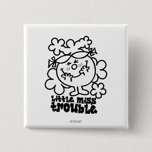 Little Miss Trouble Black & White 2 Inch Square Button