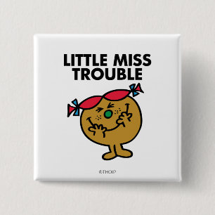 Little Miss Trouble Laughing 2 Inch Square Button