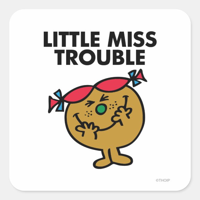 Little Miss Trouble | Laughing Square Sticker (Front)
