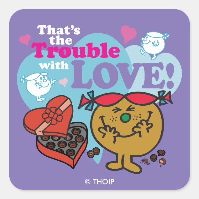 Little Miss Trouble | Valentine Square Sticker (Front)