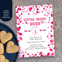 Little Miss XOXO Pink Love Hearts Girls Birthday