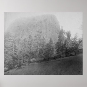 Little Missouri Butte Beyod Field and Trees Poster