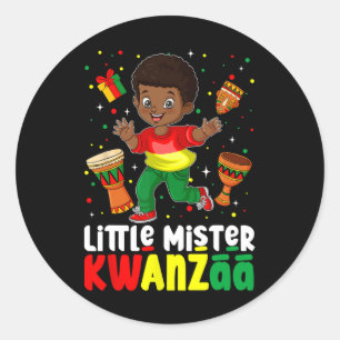 Little Mister Kwanzaa Kinara Candle African Americ Classic Round Sticker