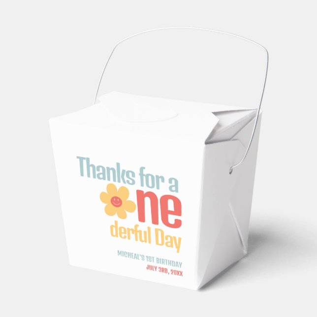 Little Mister Onederful Groovy First Birthday Favor Box (Front Side)