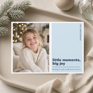Little Moments, Big Joy Blue Christmas Photo Card