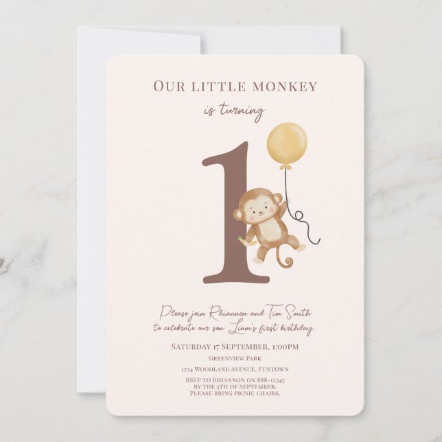Little Monkey 1er invitation anniversaire (Devant)