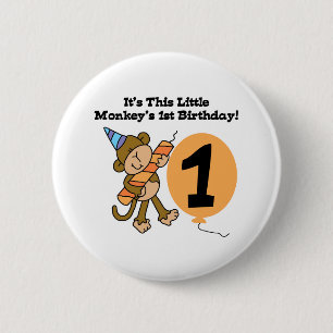 Little Monkey 1st Birthday 2 Inch Round Button