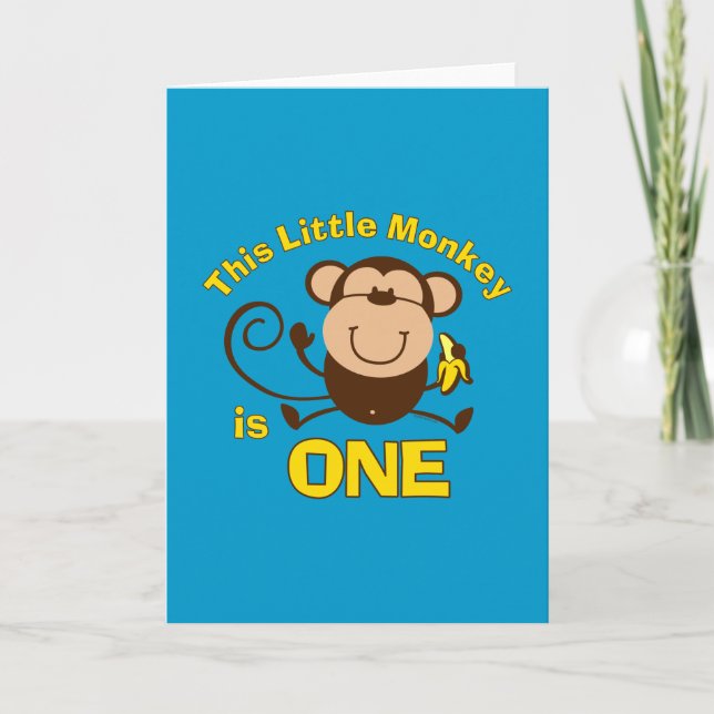 Little Monkey 1st Birthday Boy Card (Front)