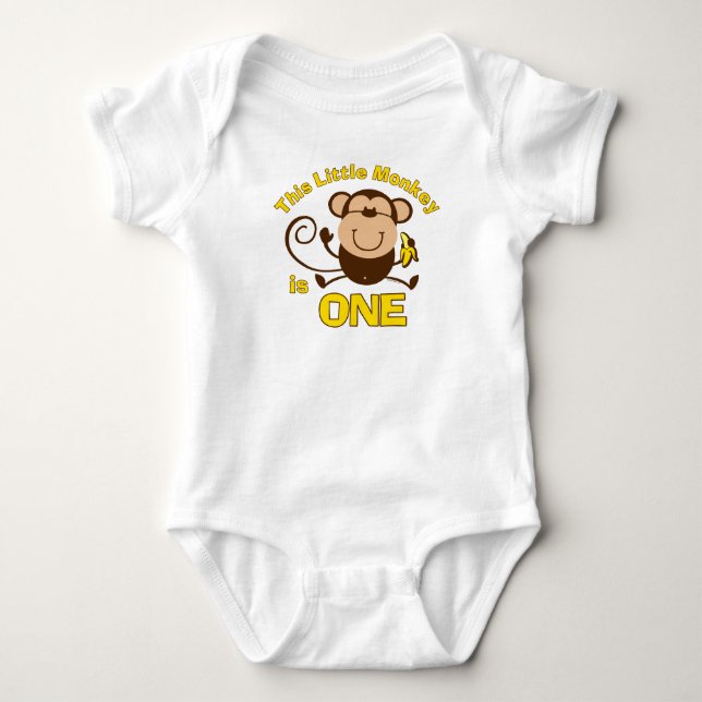 Little Monkey 1st Birthday Boy Infant Creeper (Front)