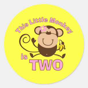 Little Monkey 2nd Birthday Girl Sticker