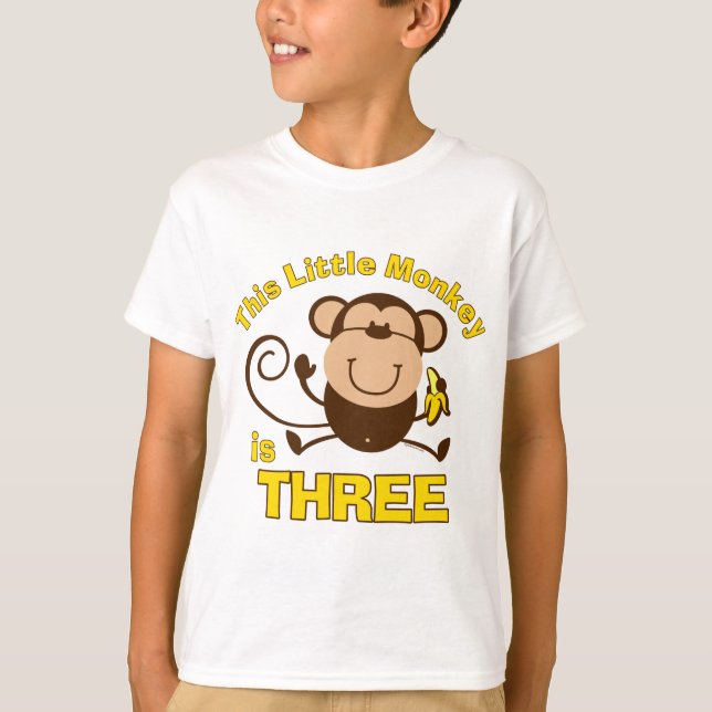 Little Monkey 3rd Birthday Boy T-Shirt (Front)