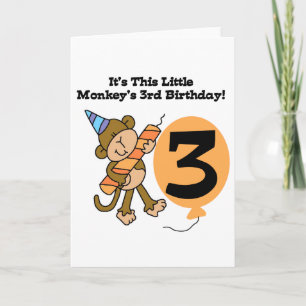 Little Monkey 3rd Birthday Tshirts and Gifts Card