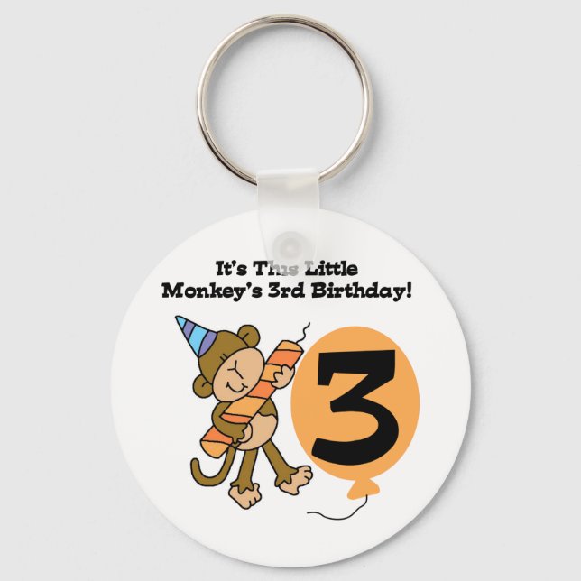Little Monkey 3rd Birthday Tshirts and Gifts Keychain (Front)