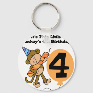 Little Monkey 4th Birthday Tshirts and Gifts Keychain