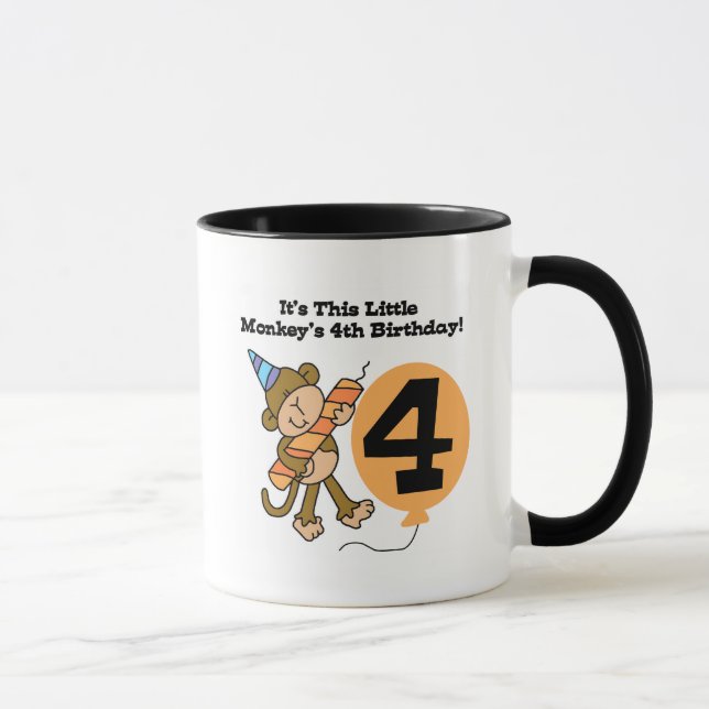 Little Monkey 4th Birthday Tshirts and Gifts Mug (Right)