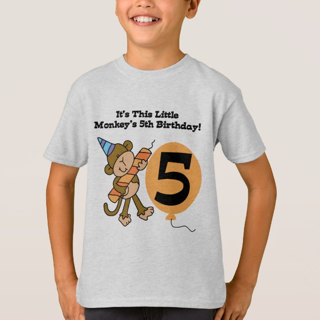 Little Monkey 5th Birthday Tshirts and Gifts (Front)