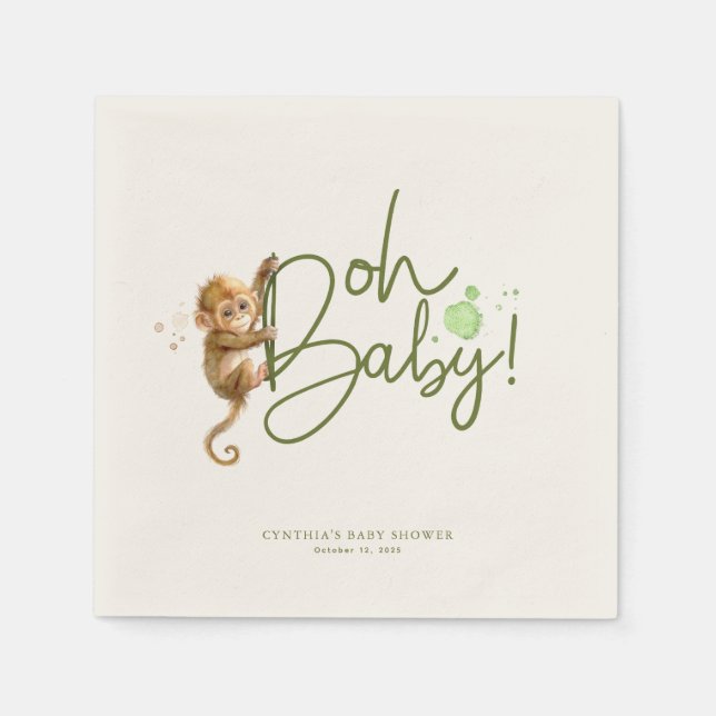 Little Monkey Cute Jungle Safari Baby Shower  Napkin (Front)