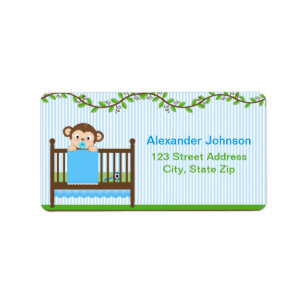 Little Monkey in a Crib Boy Address Labels