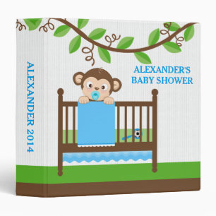 Little Monkey in a Crib Boy Photo Album Binder