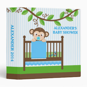 Little Monkey in a Crib Boy Photo Album Binder
