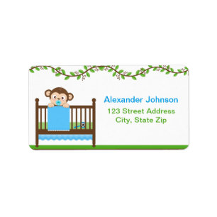 Little Monkey in a Crib Girl Address Labels